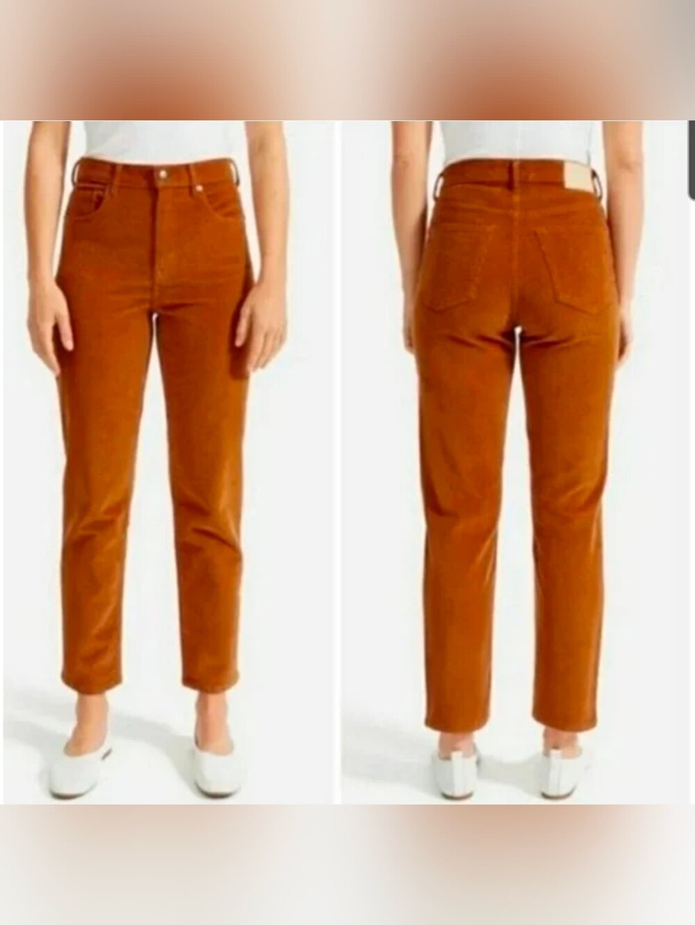 Everlane The Baby Cord Cheeky Crop Pant Sz 26 Acorn Rust Brown Corduroy Straight - Picture 3 of 10